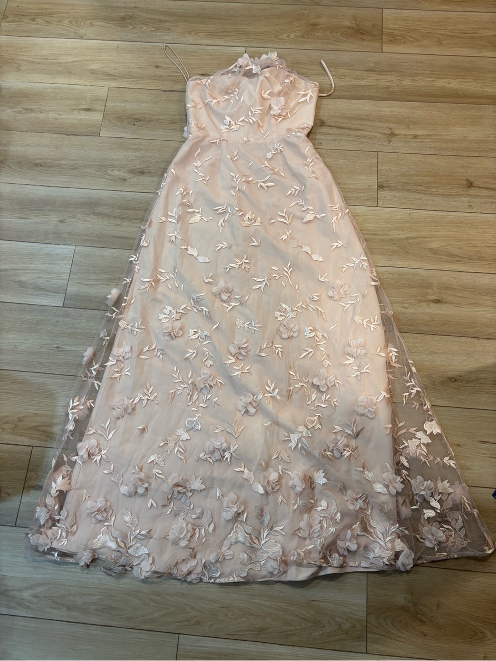 MARCHESA NOTTE Bridesmaid 3D Flower Appliqué Tolle Pale Blush Pink Size 6 NWT